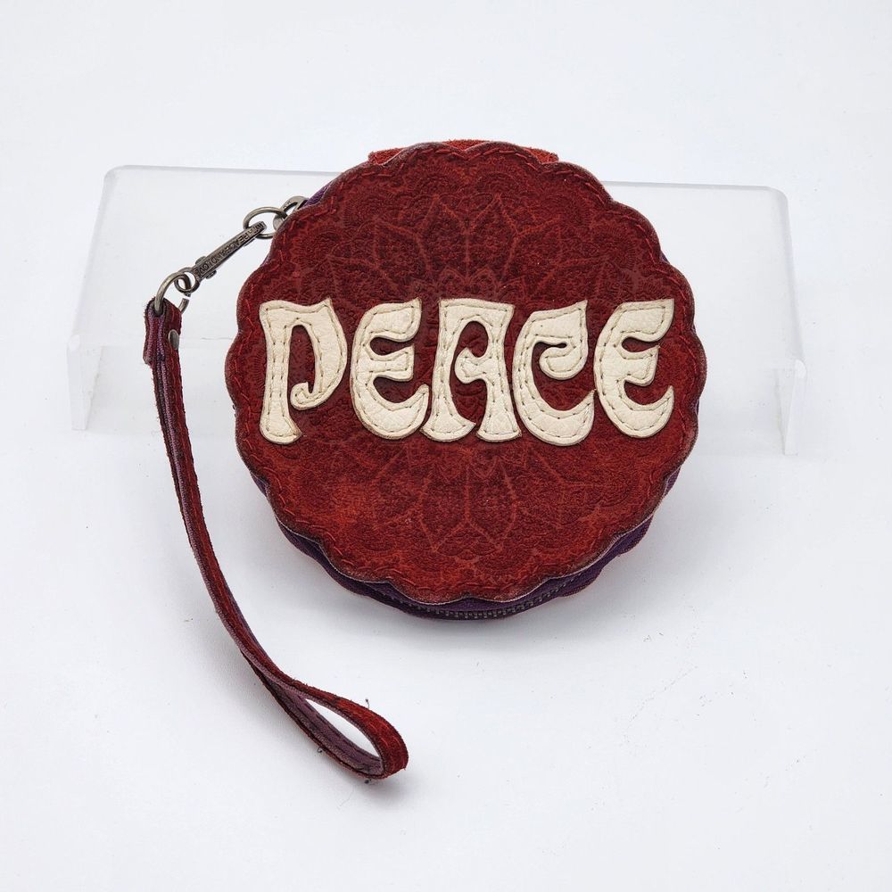 Lucky Brand Suede Peace Coin Purse Wristlet